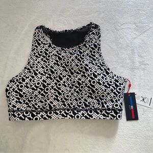 Tommy Hilfiger sports bra logo black and‎ white new with tags size xl